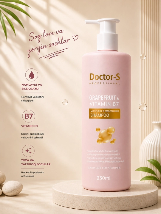 Doctor-S Professional шампунь для волос 950 мл, увлажняющий и укрепляющий,
