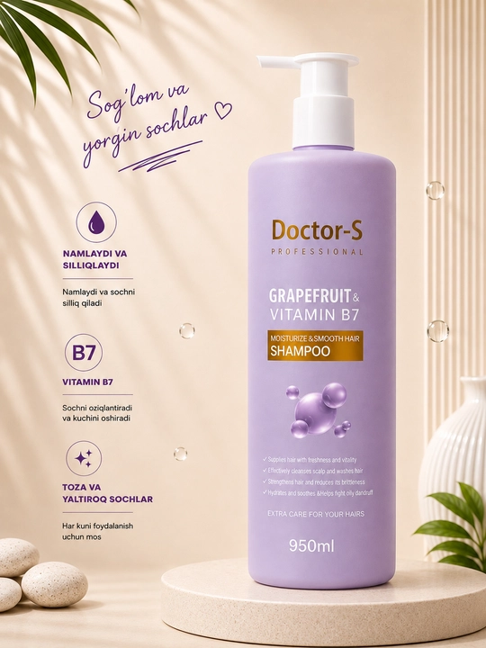 Doctor-S Professional шампунь для волос 950 мл, увлажняющий и укрепляющий,