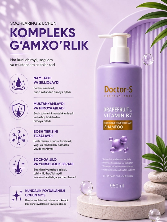 Doctor-S Professional шампунь для волос 950 мл, увлажняющий и укрепляющий,