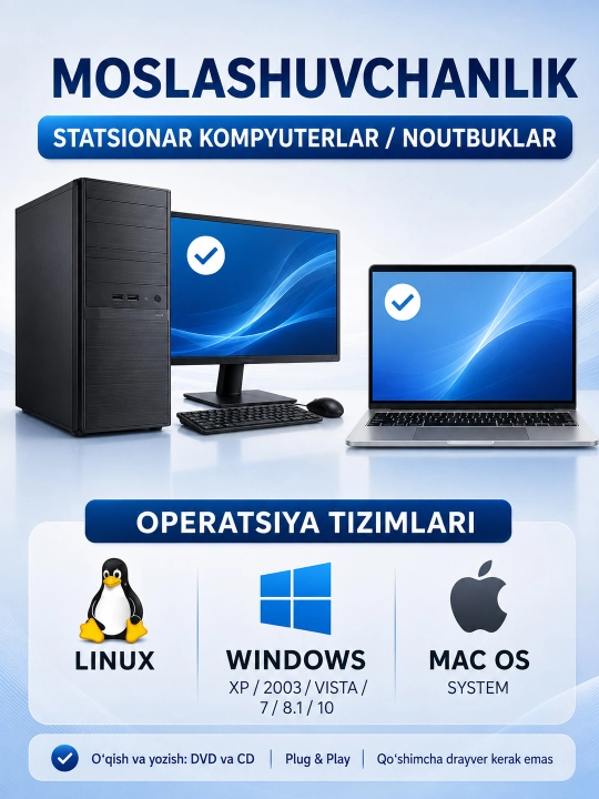 Tashqi DVD disk yurituvchi, noutbuk va kompyuter uchun, USB 3.0, CD-RW, DVD-RW