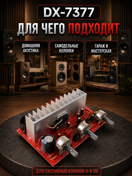 Стереоусилитель 2.0 для пассивных колонок, 12 В, DX-797AA / DX-7377 / DX7190