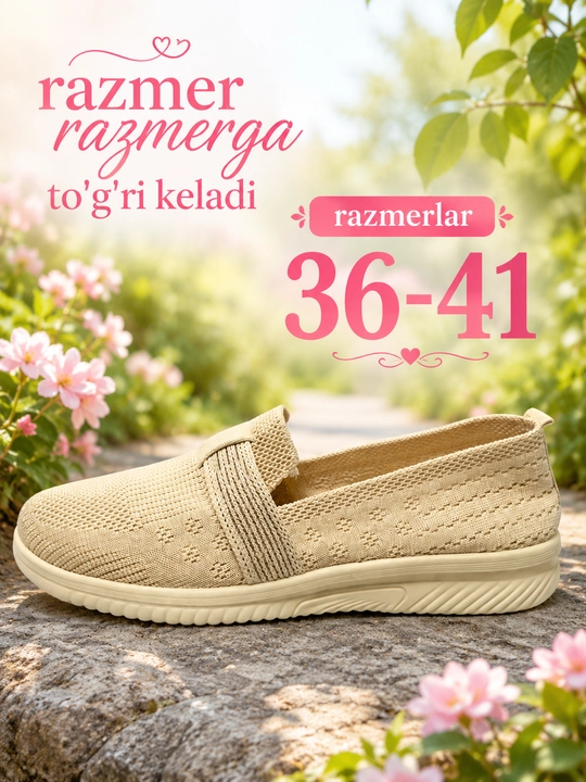 Ayollar uchun yozgi oyoq kiyim, yengil va qulay, 36–41 razmer