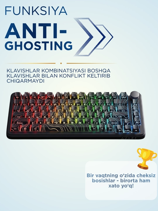 Geymerlar uchun RGB yoritilgan AJAZZ o‘yin klaviaturasi mexanik / membranali