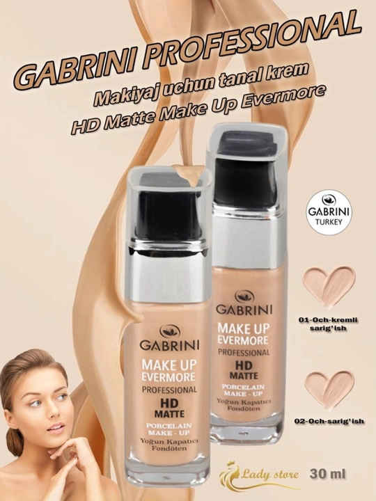 Gabrini Professional HD Matte Tonal Krem - 