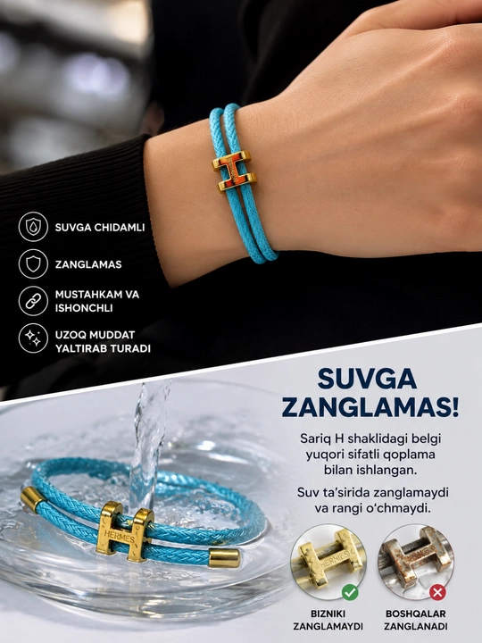 Erkaklar va ayollar uchun o‘lchamsiz Hermes bilaguzugi