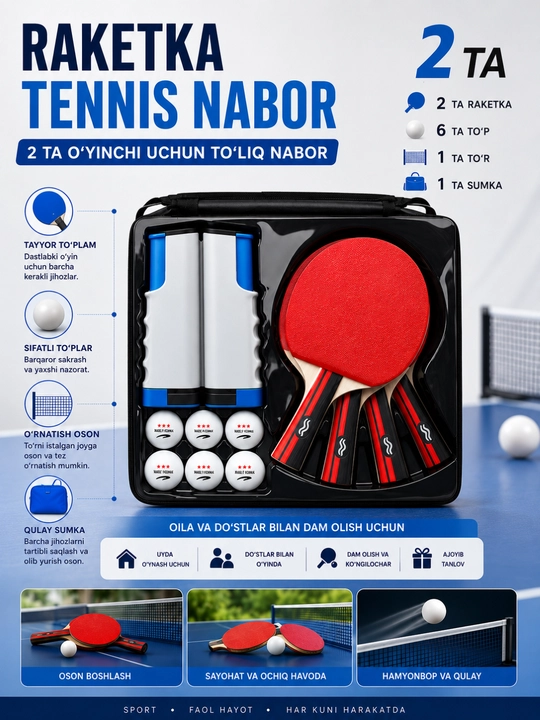 Stol tennis uchun to'plamlari - 