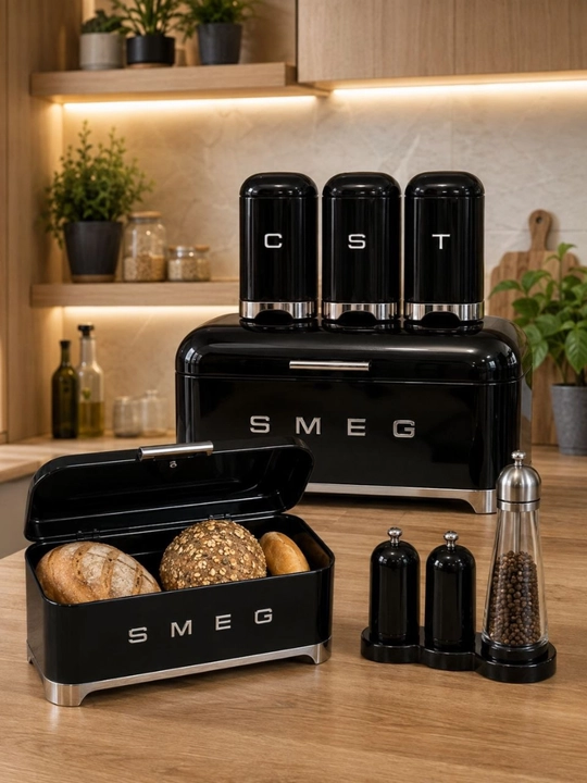 Хлебница SMEG + набор банок для хранения (3 шт.)— стиль и порядок на вашей кухне - 