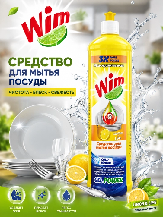 Wim Gel Power idish yuvish geli - 1000 ml - 