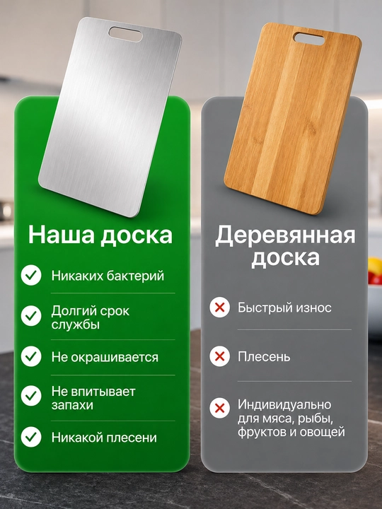 Разделочная доска из пищевой нержавеющей стали — двусторонняя кухонная доска