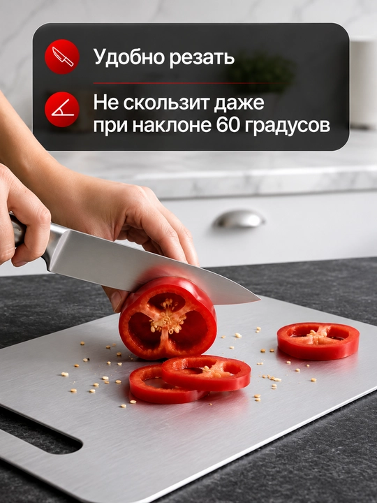 Разделочная доска из пищевой нержавеющей стали — двусторонняя кухонная доска