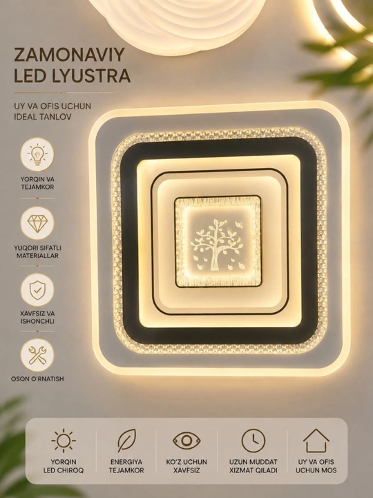 Современная LED люстра, хрустальная потолочная лампа для дома и офиса - 