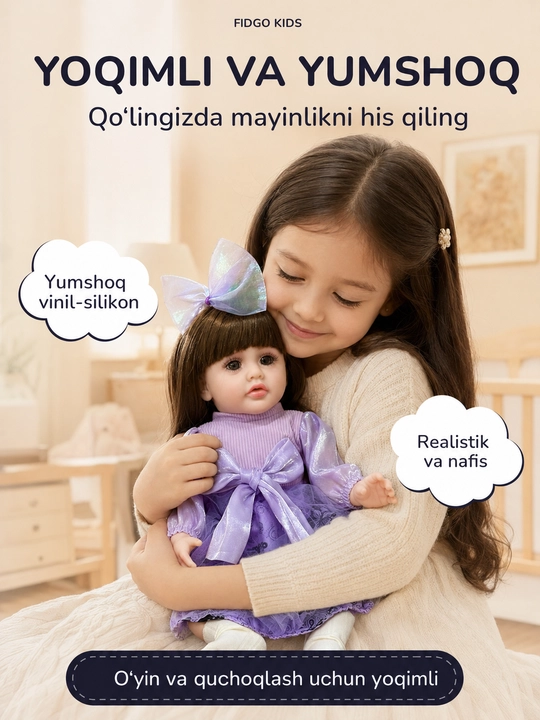FIDGO interaktiv qo‘g‘irchog‘i, 55 sm, ovozli effektlar bilan