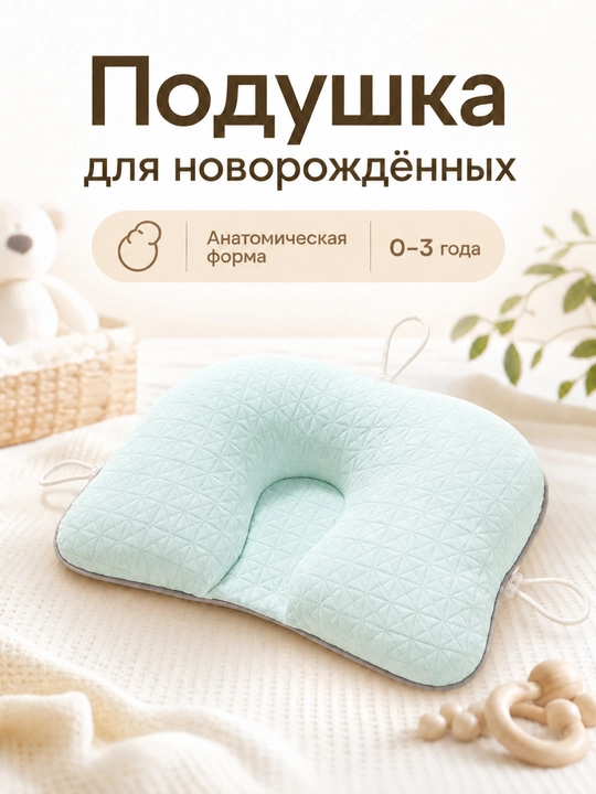 Детская ортопедическая подушка для сна, регулируемая, 40×25 см - 