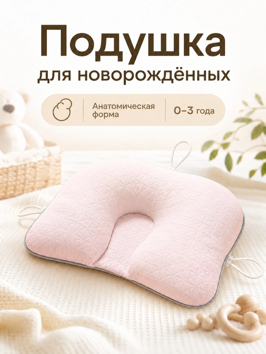 Детская ортопедическая подушка для сна, регулируемая, 40×25 см - 