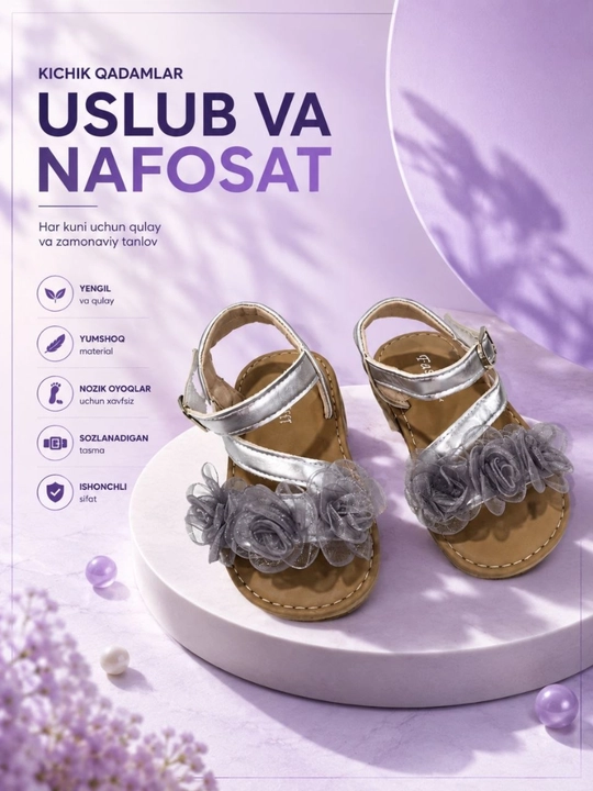 Qizlar uchun bosonojka qulay, yengil va yumshoq - 