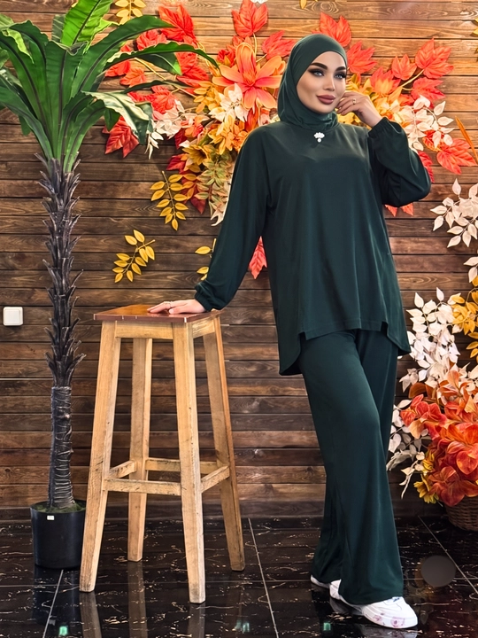 NORA 3 Ayollar kostyumi, dvoyka, keng bichim, keng shim