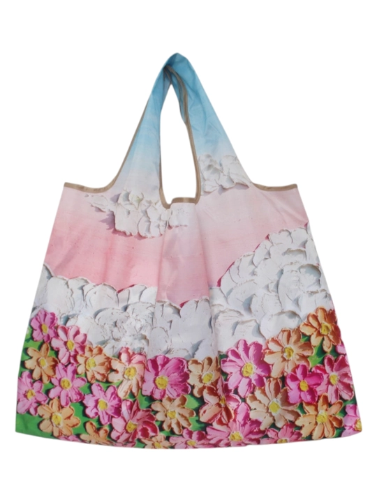 Buklanadigan eko sumka, badiiy naqshli shopper, qayta foydalaniladigan xarid sumkasi