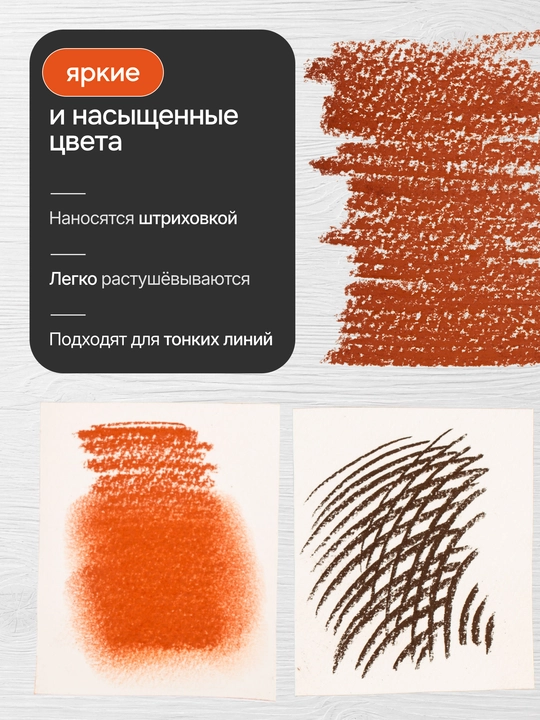 Сангина и сепия художественная ассорти Невская палитра Ладога, набор 10 штук