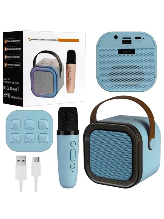 Simsiz Bluetooth kolonka va mikrofon AM-8580 mini karaoke to'plami