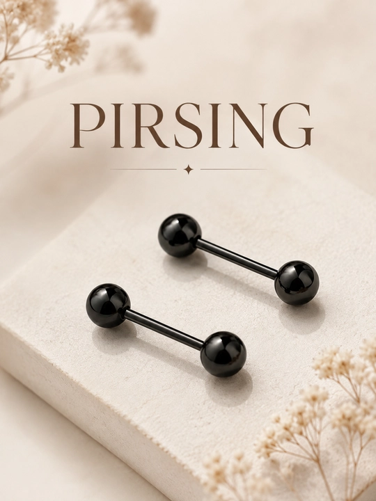 Pirsing uchun zirak, quloq va kindik uchun kumush rangli metall barbell, unisex - 