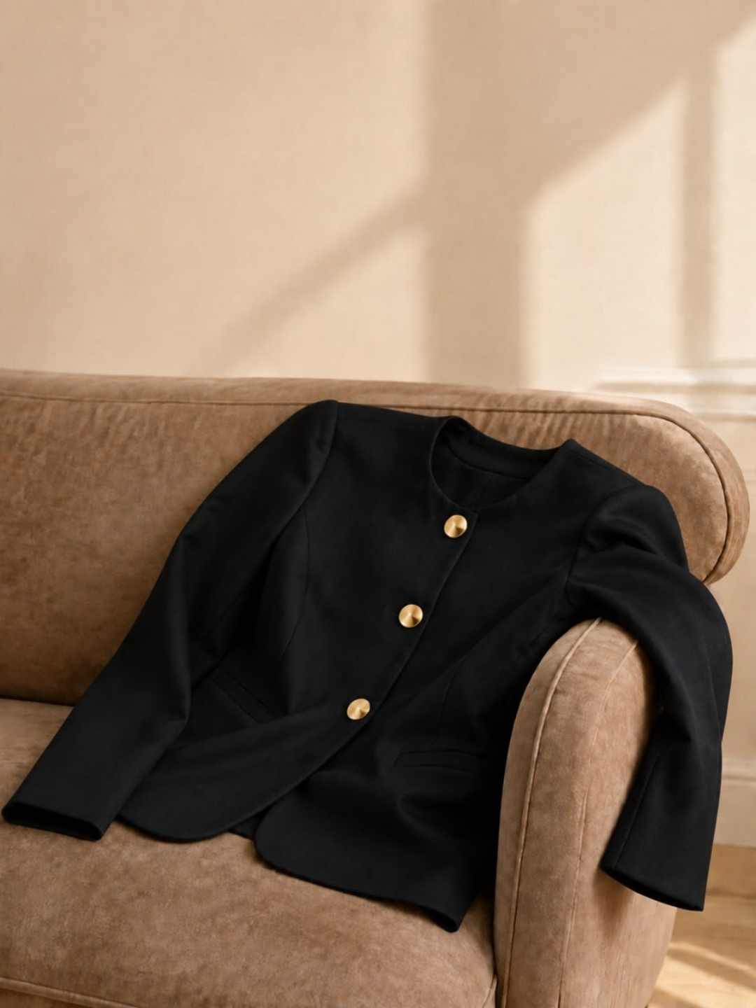Tvid jaket, klassik pidjak, dumaloq yoqali kostyum, ayollar uchun bahor va kuzgi, L va XL