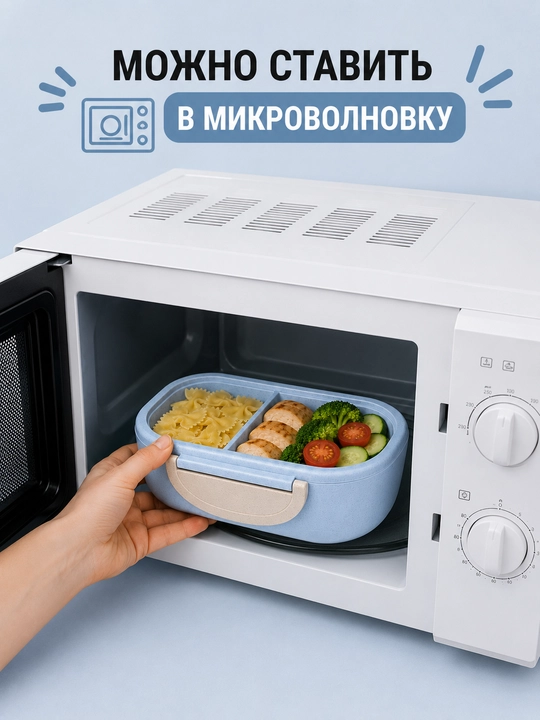 Lanch-boks germetik, konteyner ovqat idishi, qoshiq va sanchqi vilka bilan lunch box