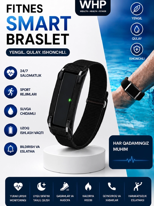 Smart Bracelet fitnes bilaguzugi - yengil, qulay va WHP obunasi bilan cheksiz - 