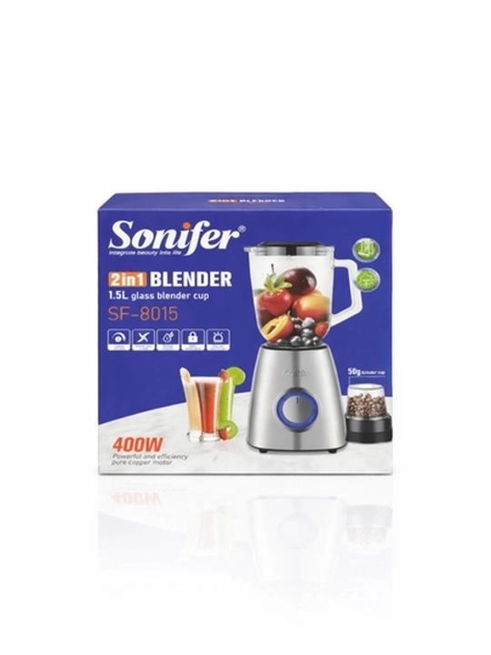 Блендер Sonifer SF-8015, 1.5L, 400W, стационарный блендер, кофемолка