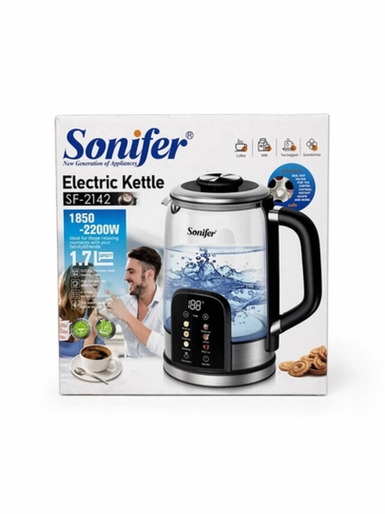 Электрический чайник Sonifer SF-2142 стеклянный сенсорный черный 1,7 л