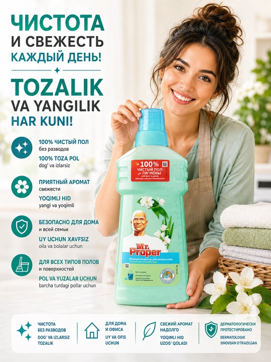 Mr. Proper — универсальная моющая жидкость для полов и стен, 500 мл - 