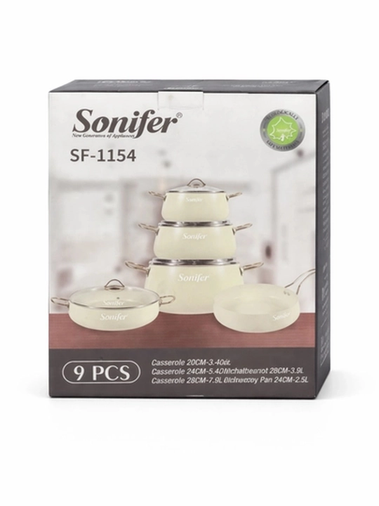 Набор посуды Sonifer SF-1154, комплект кастрюль с крышками, кухонная посуда серого цвета