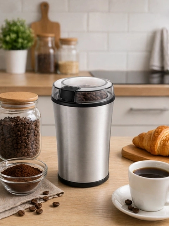 Кофемолка Sonifer SF-3583 электрическая 160 Вт, серебристо-черная, компактная модель