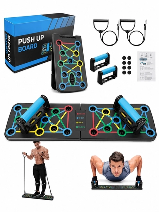 Otjimaniya uchun doska, 14 holatli yig‘iladigan push-up trenajor, tutqichli