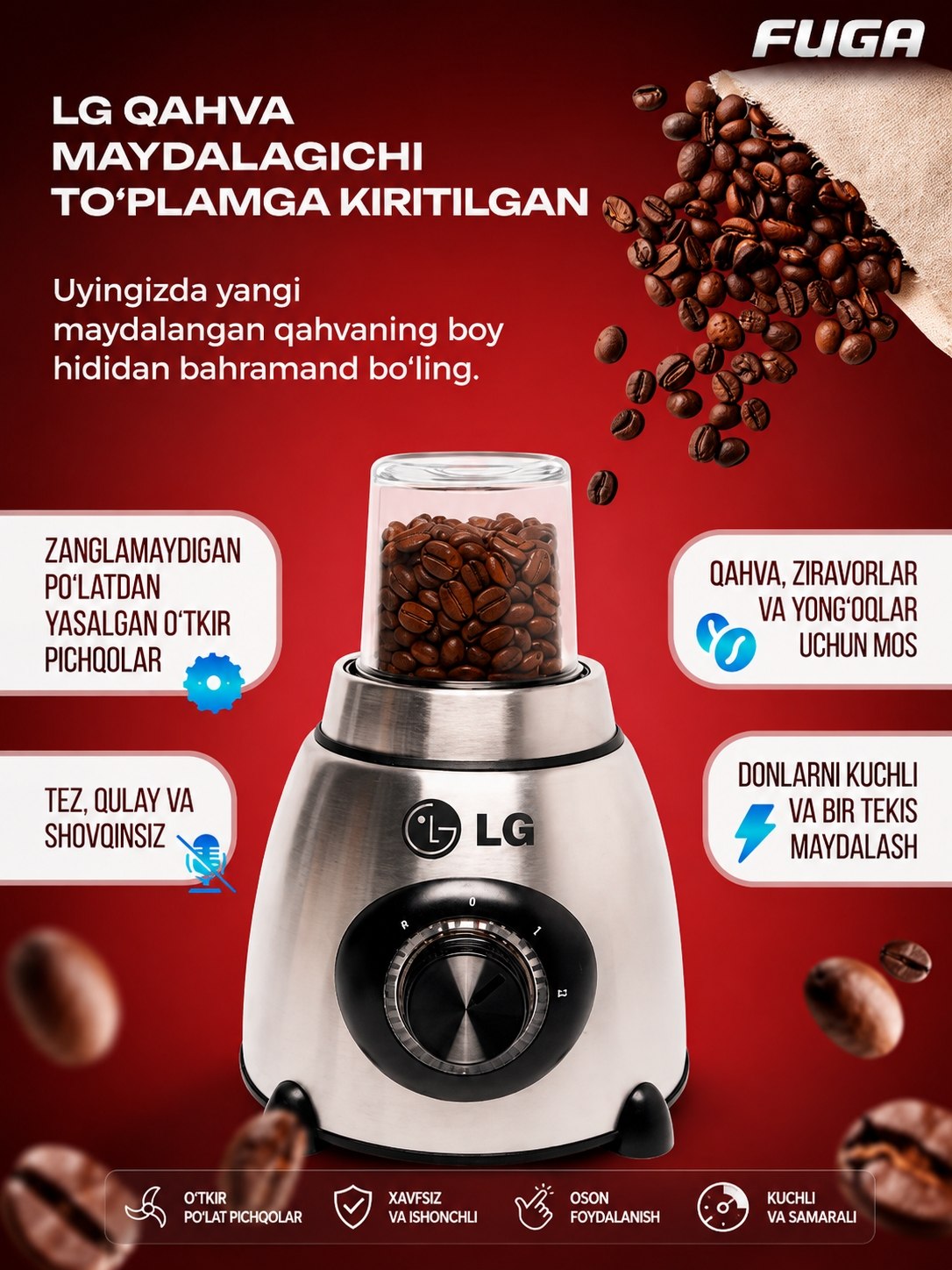 LG statsionar blenderi, qahva maydalagich, chopper, mikser