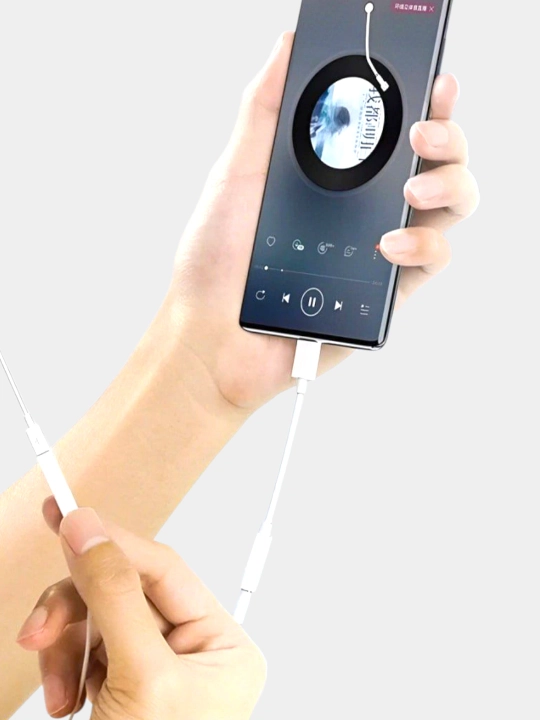 Samsung va iPhone uchun Type-C dan AUX portiga ulangan universal audio adapter