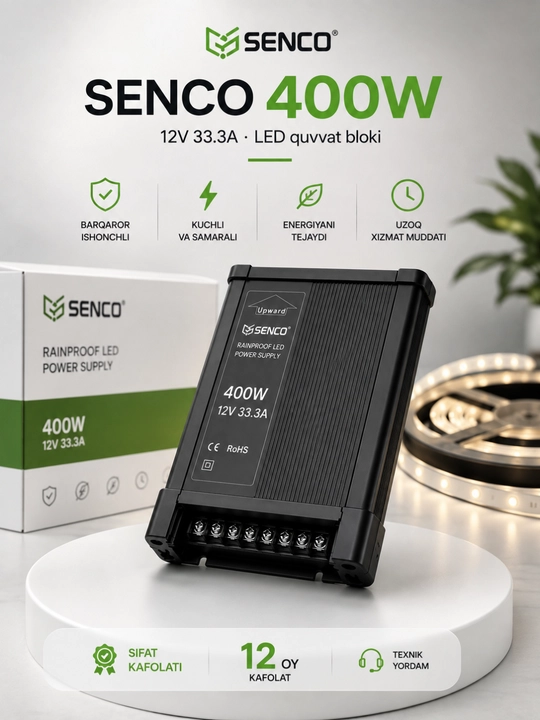 Блок питания SENCO 400W 12V 33.3A, импульсный блок для светодиодной LED ленты