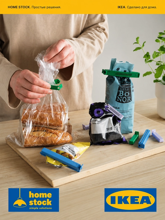 IKEA зажимы для пакетов, кухонные, разноцветные, ИКЕА
