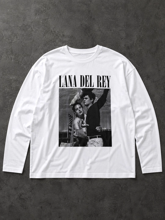 Футболка с длинными рукавами Lana del Rey свободного кроя, для мужчин и женщин, 80% хлопок - 