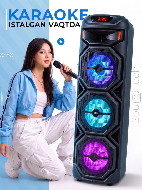 Katta simsiz kalonka, mikrofonli karaoke bluetooth kolonka, pultli portativ karnay