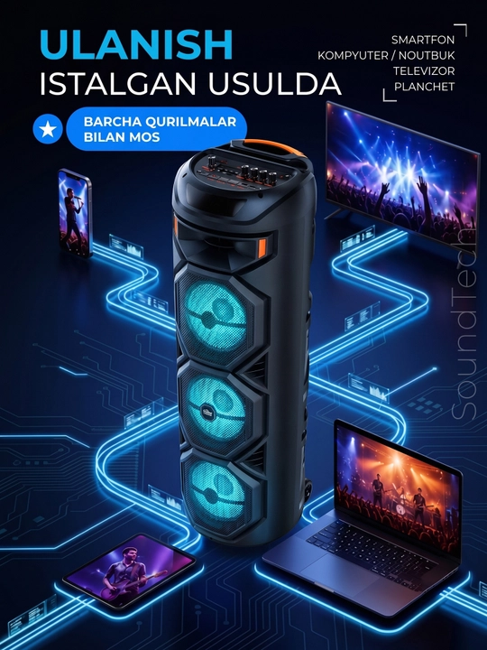 Katta simsiz kalonka, mikrofonli karaoke bluetooth kolonka, pultli portativ karnay