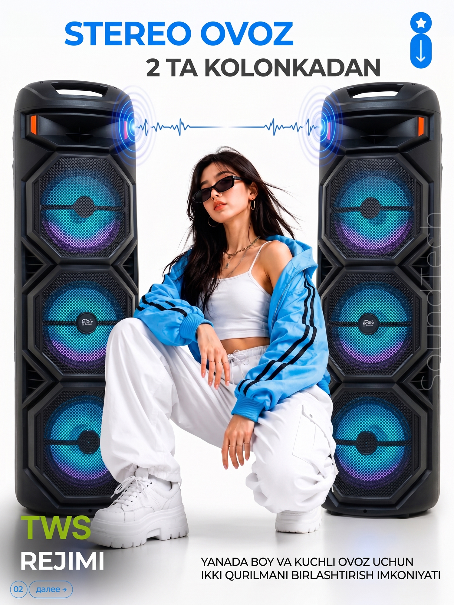 Katta simsiz kalonka, mikrofonli karaoke bluetooth kolonka, pultli portativ karnay
