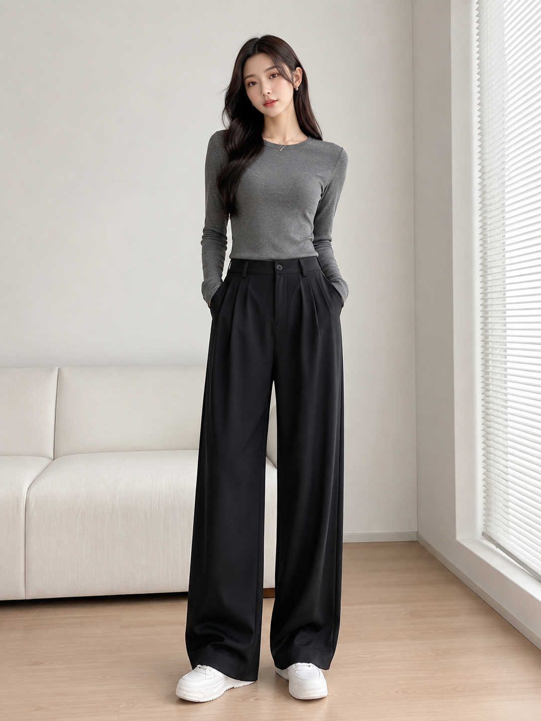 Ayollar palazzo shimi, keng, baland belli, klassik uslubda — ELLY FASHION
