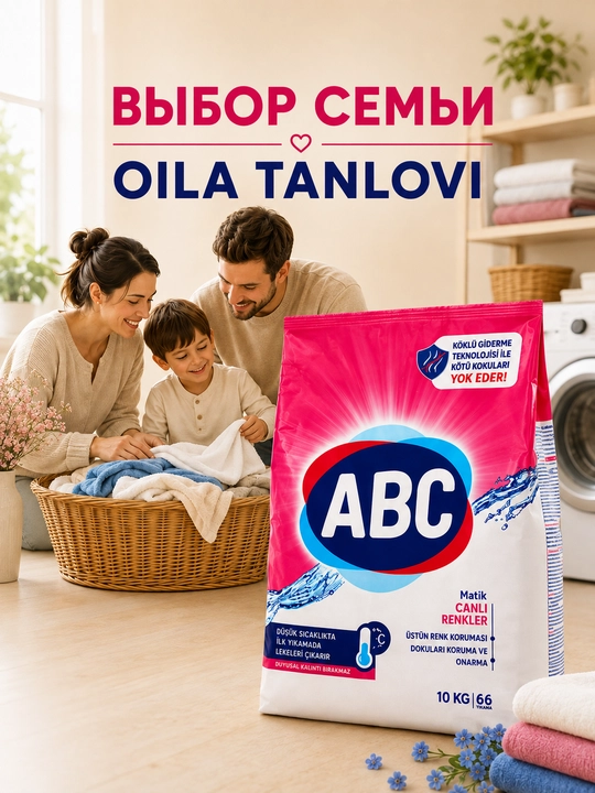 ABC Matik Sık Yıkama — стиральный порошок автомат, для белого и цветного белья, 10 кг - 
