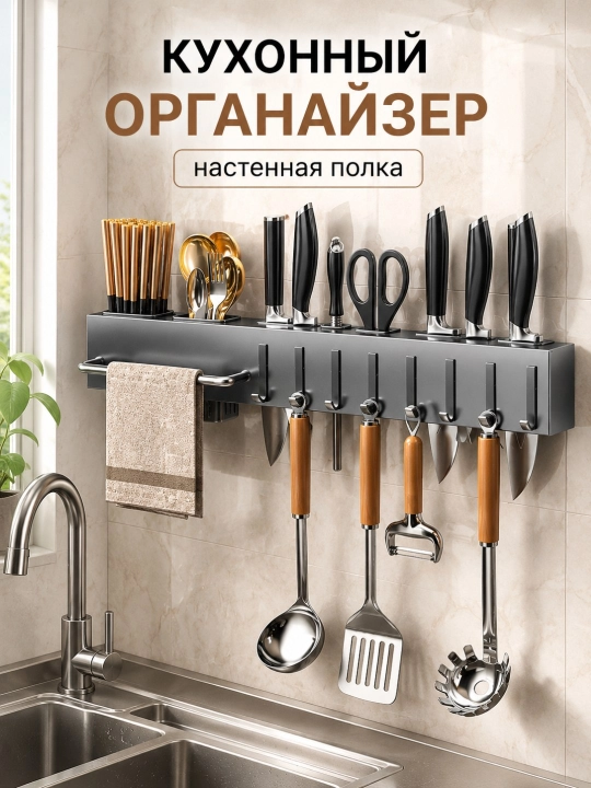 Oshxona organizer devoriy polka pichoq anjomlar uchun ilgichli stend - 