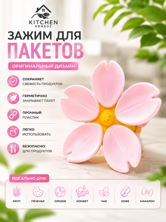 Зажим для пакетов в форме цветка - 
