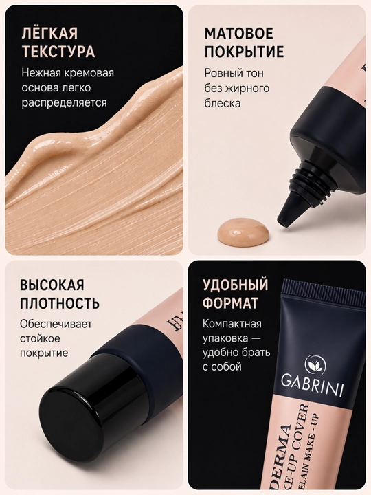 Matlovchi tonal kremi Gabrini Derma, makiyaj ostiga, SPF 15