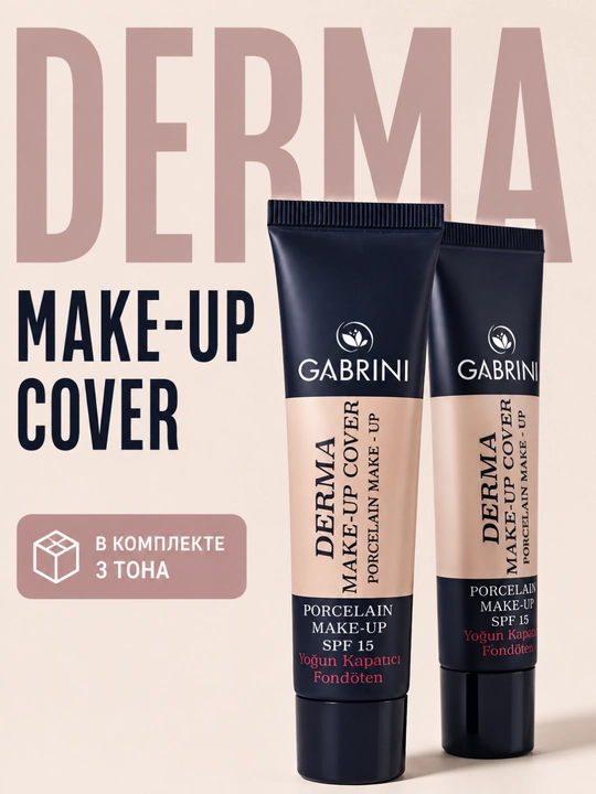 Матирующая тональная основа Gabrini Derma, под макияж, SPF 15 - 