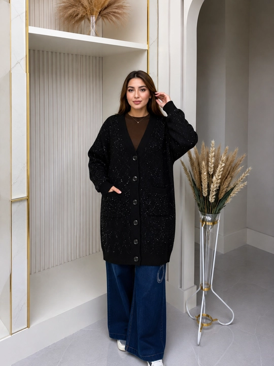 Длинный кардиган женский, вязаный, oversize, бордовый, мягкий - 