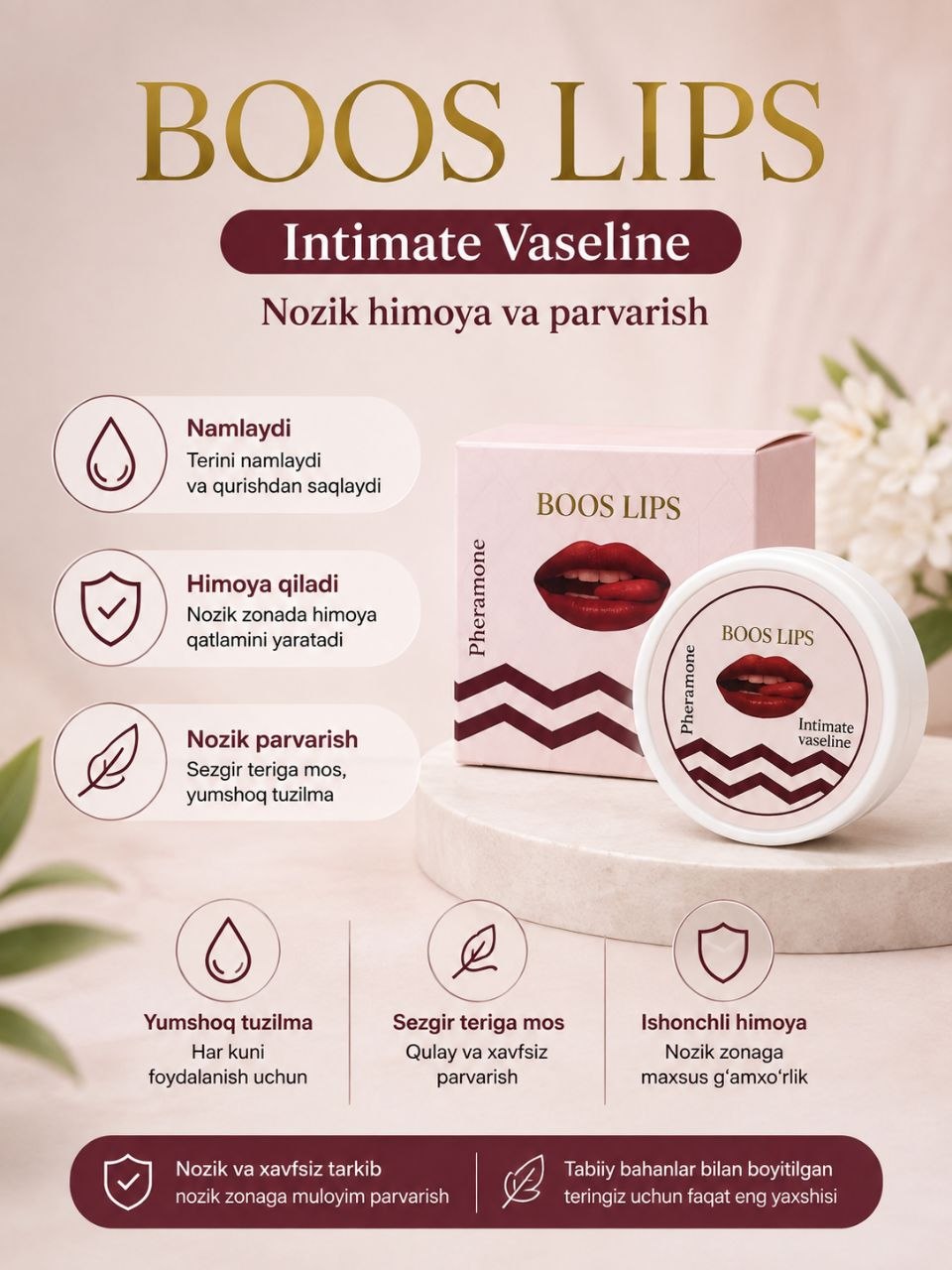 Feramonli intim vazelin,intim gigiyena uchun,intim zona uchun krem,moyli vazelin 50 gr - 