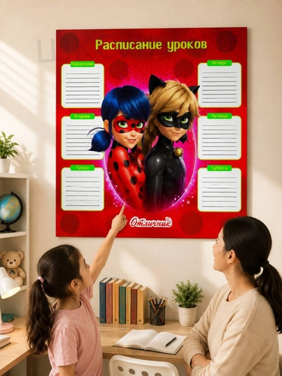 Dars jadvali, A3 formati, Dars jadvali, A3 formati, Lady bug, elsa, helik, bravl stars - 